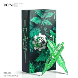 Machines XNET Trex 20/40/60/80pcs RL RM Tattoo Cartridge Needles Disposable Sterilized Safety Tattoo Needle for Cartridge Machines Grips