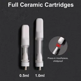 California Hot Sells Full All Ceramic Coil Cartridge Dab Vape Atomizer Cart 0.5ml 1ml 2ml Vaporizer Wax Thick Oil Cartridge Vaper Pen Packaging for 510 Thread Battery