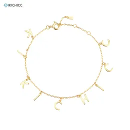 Bracelets Kikichicc New 925 Sterling Silver Plain Letter 초기 알파벳 개인화 펜던트 목걸이 롱 체인 여성 사용자 정의