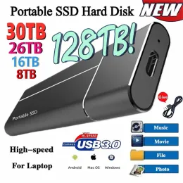 Boxs 100% Original SSD 64TB 128TB Portable Highspeed External Solid State Hard Drive USB3.0 Interface Mobile Hard Drive for Laptops