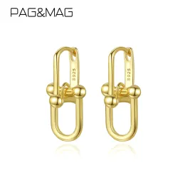 Earrings PAG&MAG Designer Gold 925 Silver Hoop Earrings 14K Chunky Fashion Bling Double Hoops Dangle Woman Party Casual Ear Ring Jewelry