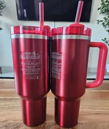 Ship From USA Holiday red cobranded winter Pink Red H2.0 40OZ Mugs Cosmo Pink Parade Tumblers Car Cups Target Flamingo Valentine's Day Gift 1:1 Logo GG0221