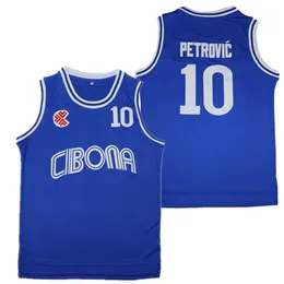 القمصان الخاصة بكرة السلة للرجال Cibona 10 Petrovic Sewing Ehtserive Cheap عالي الجودة الرياضة Jersey Blue 2023 New Summer J240221