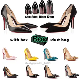 Women Designer Red Bottoms High Heel shoe woman's designer Dress Shoes Luxury Red Shiny Bottoms 6cm 8cm 10cm 12cm Shoe Black Nude Patent Leather Round Pointed Toes Pump