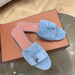 Chinelos Mulheres Piana Casual Sandálias Clássicas Mocassins Sapatos Flat Slides Slipper Designers High Elastic Beef Tendão Bottom Mulheres Luxurys Sapato Tamanho 35-42 com caixa