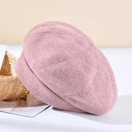 Berets Fashion Elegant Solid Beret For Women Winter Hats Female Cotton Wool Vintage Cap Autumn Brand Casual Keep Warm Hat