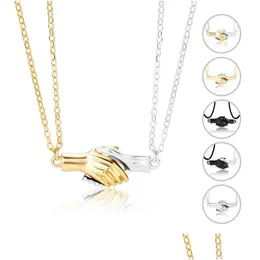 Ожерелья с подвесками, 2 шт./компл., магнит притягивает пару, ожерелье с подвеской, креативное рукопожатие, формовочные ожерелья, винтажные простые еврейские Dhgarden Dhdaf