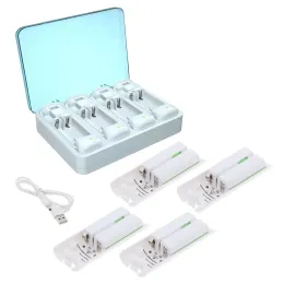 Chargers 4 Slot Battery Charger ForWii/Wii UController 4x2800mAh Rechargeable Battery Packs + USB Charger+Charging Cable