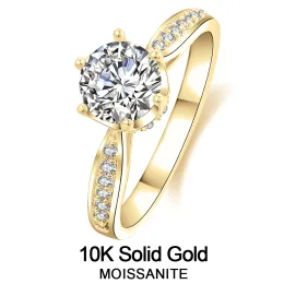 Rings Lnngy 1.0 Carat Moissanite Rings With Certificate 10K Solid Gold Engagement Ring For Women Stacking Trendy Wedding Jewelry