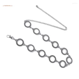 Belts Adjustable Length Waist Chain For Women Ladies Dress Belt With Hollow Out Circle Buckle Female Rope Accessories