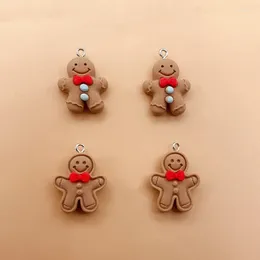 Ciondoli 10 pz Natale Gingerbread Man Kawaii Ciondolo in resina per orecchino Bracciale Portachiavi Fai da te Gioielli per bambini Forniture