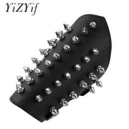 Bangles Punk Gothic Wristband Unisex Faux Leather Metal Spikes Gauntlet Wristband Armband Medieval Bracers Protective Arm Armor Cuff