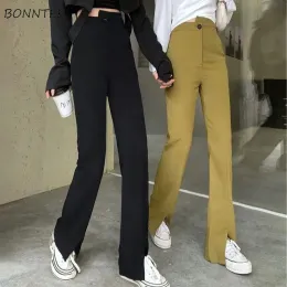 Capris Pants Women Casual Slim Split Allmatch Solid Office Ladies Elegant Trousers Leisure yngre hög midja mujer temperament nyaste