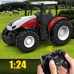 Electric/RC Car 1/24 Remote Control Tractor Trailer 2.4G RC Tractor Simulated Engineering Construction Truck Model Toys Farming Machine