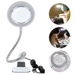 Abiti 1pc Lampada da tatuaggio con lente d'ingrandimento 8x Lampada da tavolo in vetro con morsetto a luce fredda USB per nail art