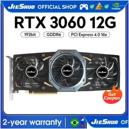 그래픽 카드 jieshuo nvidia rtx 3060 12GB 비디오 카드 GDDR6 192 비트 GPU RTX3060 12G 지원 PC 데스크탑 게임 컴퓨터 사무실 3060RTX OTP4N