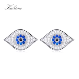 Örhängen Kaletine äkta 925 Sterling Silver Stud örhängen Lucky Blue CZ Evil Eye Stud örhängen för kvinnor män smycken kpop tillbehör