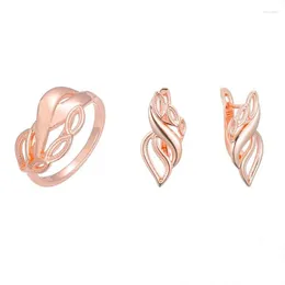 Halsbandörhängen Set Fashion Jewelry 1 Women 585 Rose Gold Color Weaving Twisted Rings