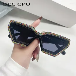 Солнцезащитные очки OEC CPO, модные женские модные роскошные разноцветные квадратные солнцезащитные очки со стразами, женские очки в стиле панк UV400