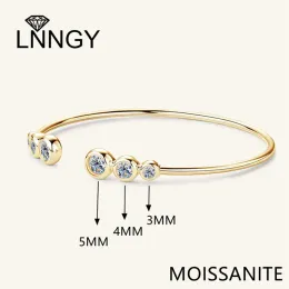 Bangles Lnngy Original e Pure 925 Sterling Silver Ajusta Ajusta Ajusta Boletes de Missanita para mulheres Jóias de pulso multicamadas