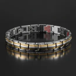 Bracelets 258 PCS Energy Stone Bio Elements Pure Ta2 Titanium Bracelet for Women Fashion Gold Color Care Wide Germanium Jewelry & Bangles