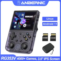 プレイヤーAnbernic RG353V RG353VSレトロハンドヘルドゲームコンソール3.5インチIPSマルチタッチスクリーンLPDDR4 Android Linux WiFiビデオゲームプレーヤー