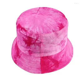 Berets WZCX Lradient Color Flat Top-Tie-Dye Hat Hat Hip Hop Fashion على الوجهين الربيع الصيفي CAP CAP CAP