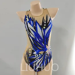 LIUHUO Personalizza Colori Costumi da bagno sincronizzati Ragazze Donne Cristalli di qualità Elastici Strass di qualità Swim Team Performance Blu BD1897