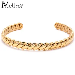 Pulseiras Mcllroy Novo aço antigo titânio aço manguito pulseira para mulheres homens pulseiras torcidas pulseiras femme moda jóias