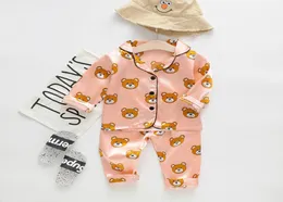 Boys Girls Designer Cartoon Bear Home Wear Kids039S Pajamas Sets Kids TwoPiece Set Longsleeved Suit With Chilid Home Cloths RE3218131