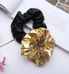 Acessórios de cabelo PU Scrunchies Black Gold Scrunchie Mulheres Elastic Hairbands Girl Headwear Borracha Rabo de Cavalo Titular M34368066416