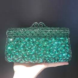 Новая сумка для ужина с бриллиантами, маленькая квадратная сумка с зелеными водными бриллиантами, полная бриллиантов, ручная сумка, горизонтальная женская сумка 240221