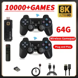 لوحات المفاتيح X8 Retro Game Stick 8K Wireless Gamepad Controller محمولة ألعاب ألعاب 10000 لعبة ألعاب العصا GD10 لاعب Game Handheld