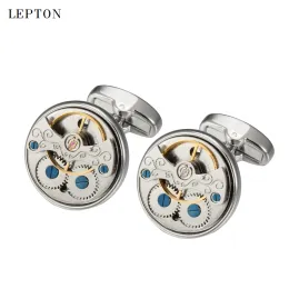 Cufflinks Hot Sale Watch Movement Cufflinks for Mens Lepton Immovable Steampunk Gear Watch Mechanism Cuff Links Men Shird Cufflink