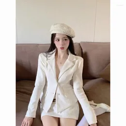 Two Piece Dress Women's Autumn And Winter French Corduroy Suit Half Skirt Set Vintage Casual Solid Color Blazer Coat Two-piece