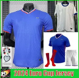 Francuski 2024 Euro Cup Home Data Jersey Mbappe koszulki piłkarskie Dembele Coman Saliba Kante Maillot de Foot Benzema Griezmann Player Football Shirt Men Kids