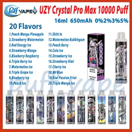Główny Uzy Crystal Pro Max 10000 Puff E Papin 20 Smaki 650 mAh ładowne lepsze vs Randm Tonrado 10K 16 ml wstępnie wypełniona kapsułka
