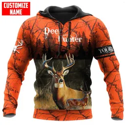 Herrtröjor personliga namn hjortar jakt orange camo 3d tryckt mode hoodies weatshirt unisex zip hoodie casual tracksuits kj960