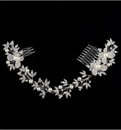 Lyxig brudhuvudstycken Butterfly Rhinestone Pearl Enviromental Friendly Alloy Wedding Long Hair Comb Wedding Hair Accessorie4196834