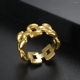Cluster Rings JOVO LOVE Geometric Cutout Ring Gold Color Metal Stainless Steel For Women Hand Waterproof Wholesale Drop Jewelry