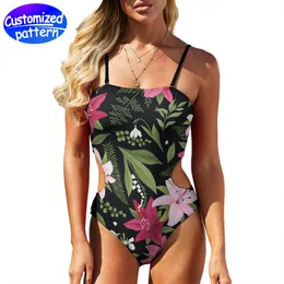 Özel Kadınlar Tek Parçalı Bikini Mayo HD Desen Çıkarılabilir Göğüs Pedleri Her iki tarafta Bel Ayarlanabilir Göğüs Kayışı 86 Polyester +% 14 SPANDEX 238G RENK kontrast