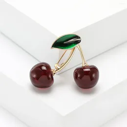 Brooches Trendy Delicious Cherry For Women 2-Color Beauty Fruit Office Party Brooch Pin Lovers Jewelry Gift Backpack Accessories