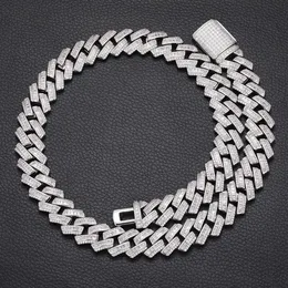 Luxury 16mm Cuban Necklace Bracelet Pure 925 Silver Gra Certificate Baguette Moissanite Link Chain for Male