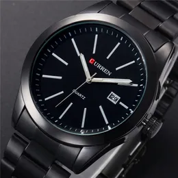 CWP Curren Fashion Men يشاهد Full Steel Wristwatch Classic Business Male Clock Class Military Quartz Calendar Watch Reloj302Q