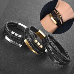2021 New Style Hand-woven Multi-layer Combination Accessory Stainless Steel Mens Leather Bracelet Fashion Man Jewelry Wholesale