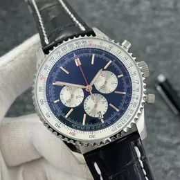 U1 Üst AAA Bretiling B01 46mm Kalite Navitimer İzle Kronograf Kuvars Hareket Çelik Nane Yeşil Siyah Dial 50. Yıl Erkekler Deri kayış kol saati 25