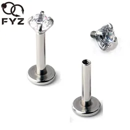 Colares 2mm 3mm 4mm 5mm Zircão 16 Calibre Titânio G23 Orelha Cartilagem Tragus Anel Labret Lip Piercing Jóias Corporais