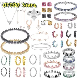 세트 오리지널 2024 New Ortyx Collection Luxury Charms Fine Jewelry Set 오스트리아 크리스탈 삼각형 귀걸이 링 링 목걸이