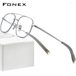 Óculos de sol quadros FONEX puro titânio óculos quadro homens retro vintage quadrado prescrição óculos masculino miopia óptica eyewear 07518