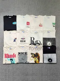 Дизайнерская футболка Rhude, футболки с короткими рукавами, уличная модная футболка для мужчин и женщин, летние стильные топы слегка большего размера DY16